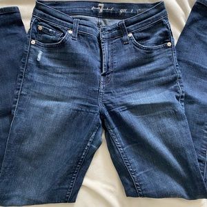 7 for all mankind blue high waisted skinny jeans